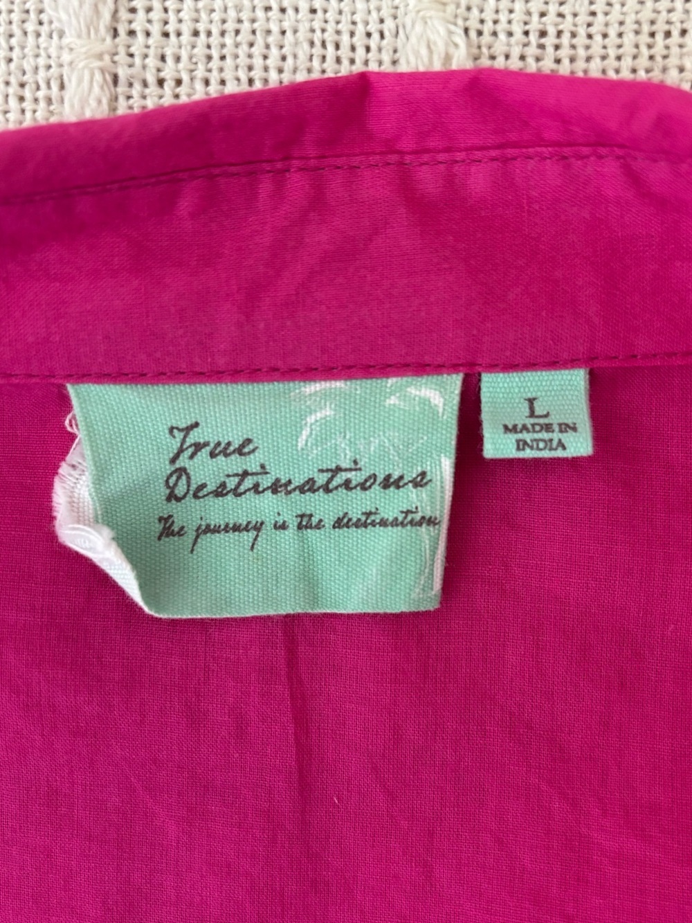 True Destinations Pink Cotton Coastal Tunic Button Down Shirt Coverup L - Picture 2 of 13